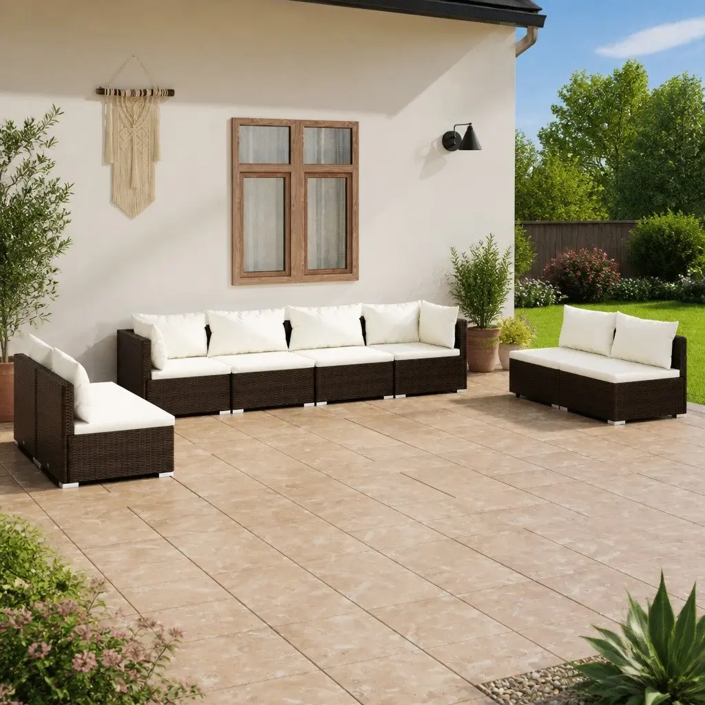 8-Piece Modular Garden Lounge Set in Brown