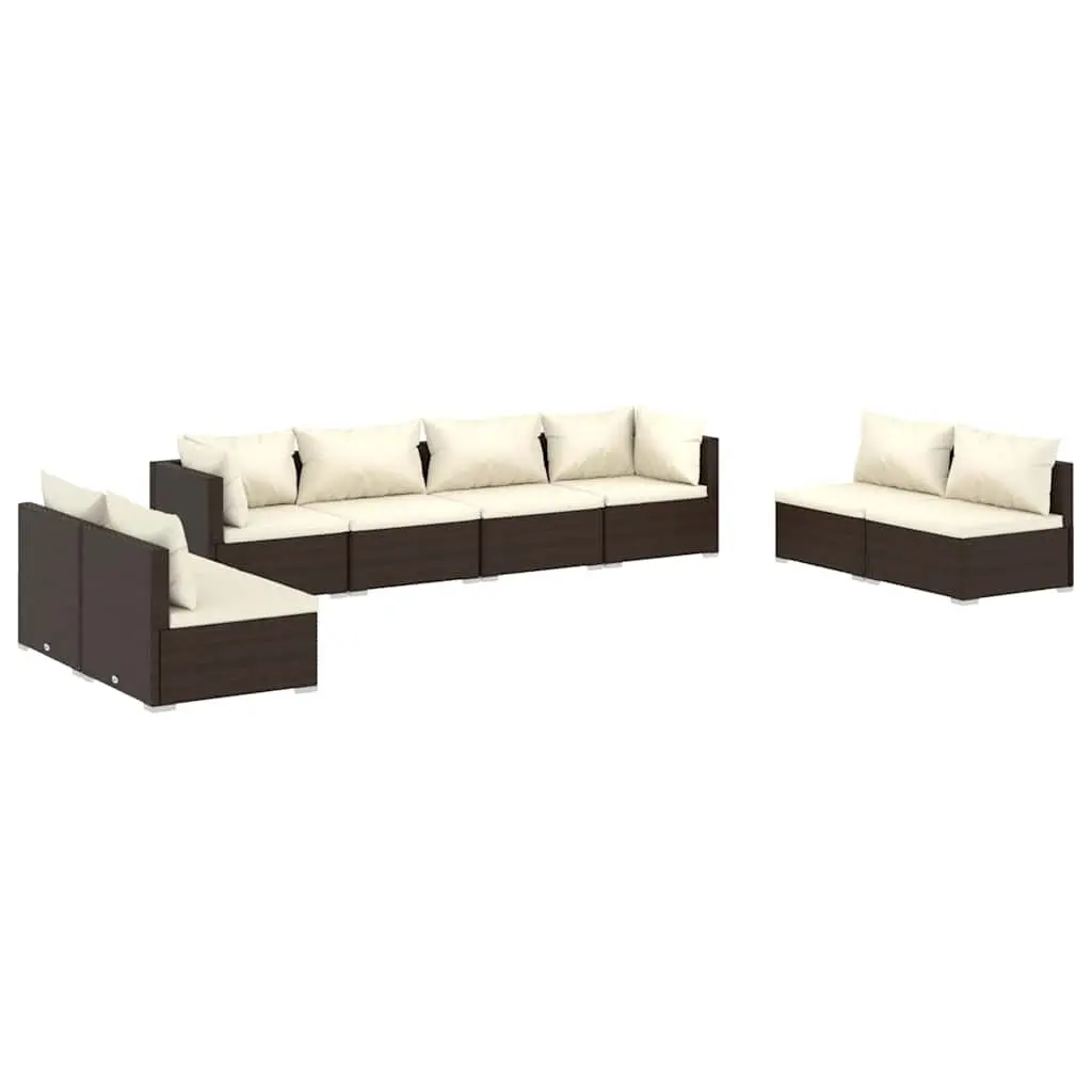 8-Piece Modular Garden Lounge Set in Brown