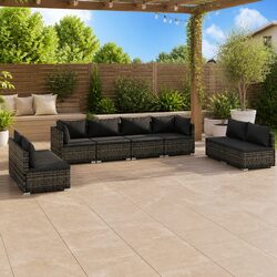 Modular Grey Garden Lounge Set - 8 Piece Outdoor Sofa