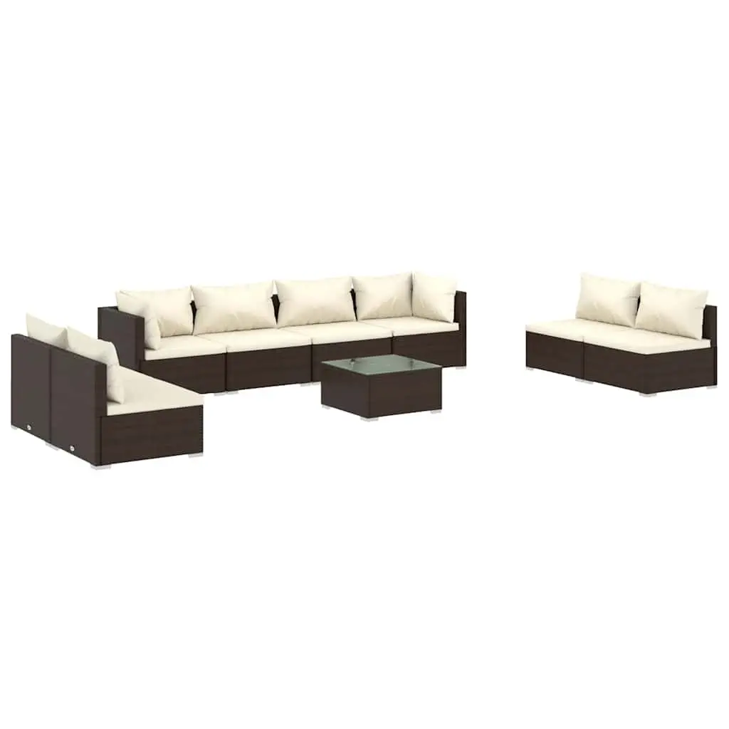 9-Piece Brown Garden Lounge Set for Outdoors