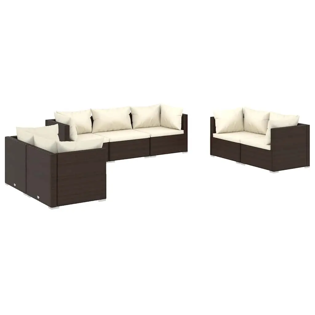 Brown 7-Piece Modular Outdoor Sofa Set for Garden