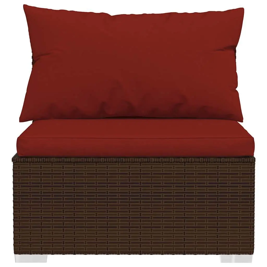 Garden Lounge Set 8 Piece Outdoor Patio Furniture Brown Poly Rattan Modular Sofa