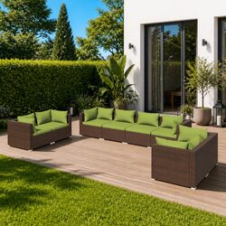 Sturdy Brown PE Rattan Garden Lounge Set 8 Piece Sofa