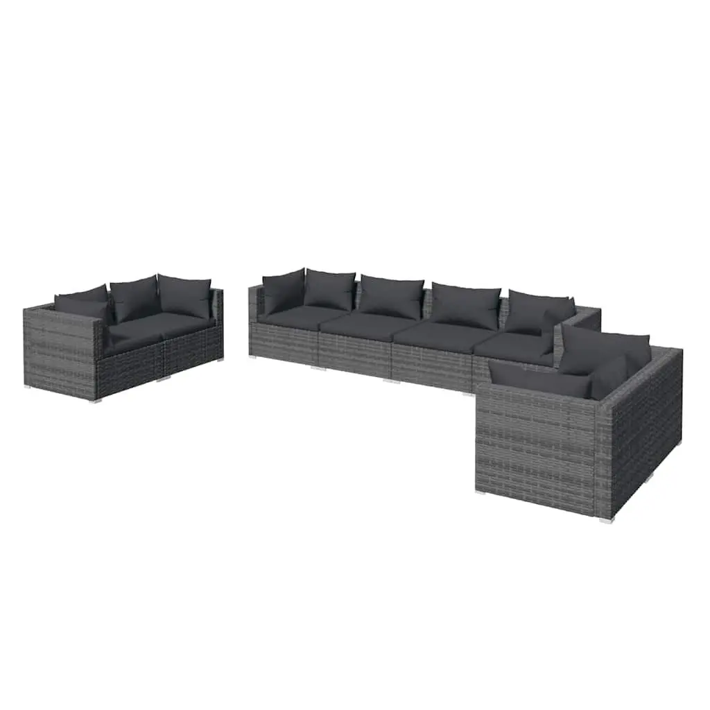 8-Piece Grey Modular Sofa for Outdoor Patios