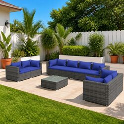 Premium 9-Piece Garden Lounge Set in Grey with Cushions