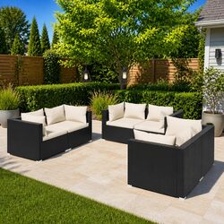 Sturdy 6 Piece Modular Garden Lounge Set in Black