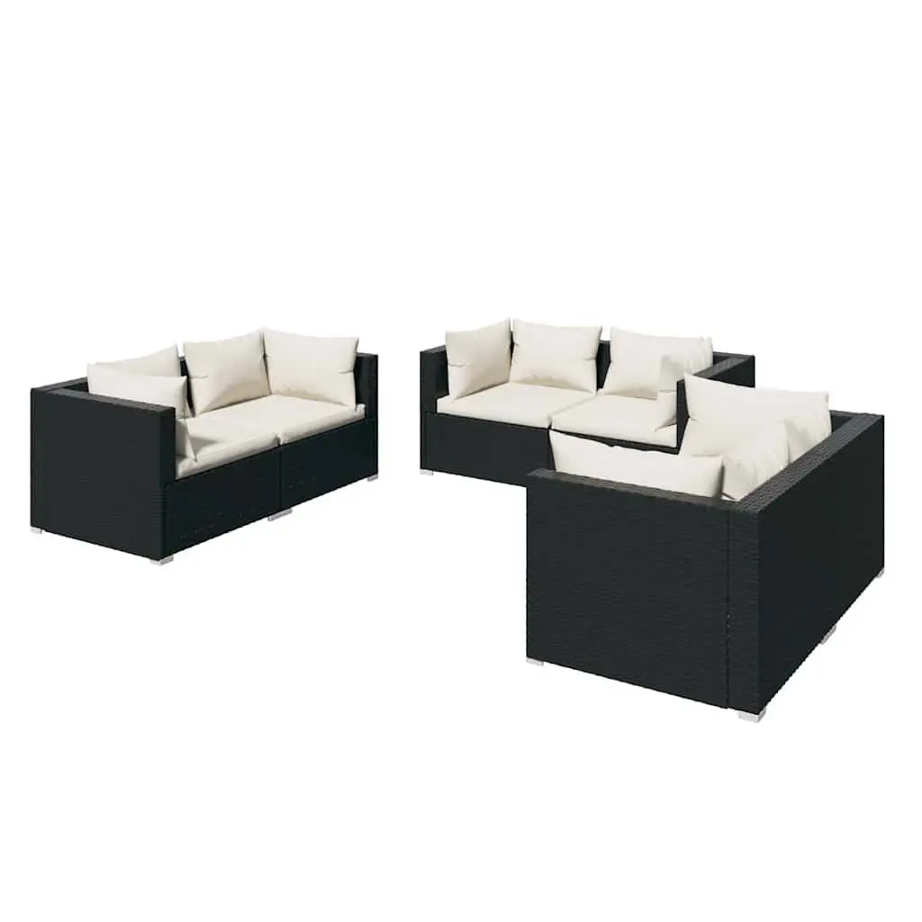 6 Piece Modular Garden Lounge Set in Black