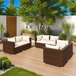 Durable 6 Piece Modular Garden Lounge Set in Brown