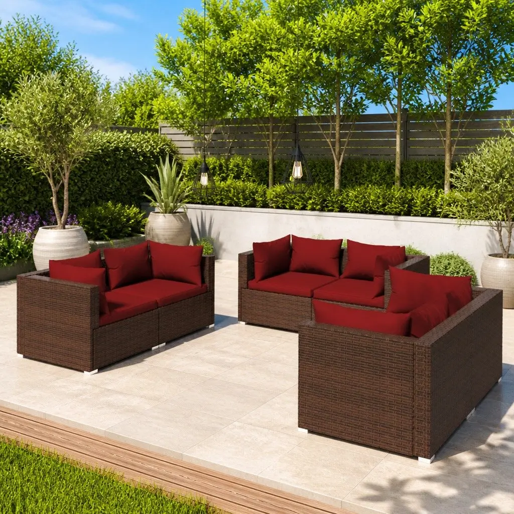 6 Piece Modular Garden Lounge Set in Brown