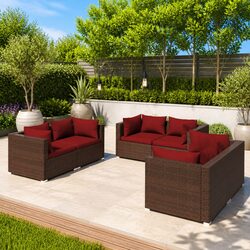 Stylish 6 Piece Modular Garden Lounge Set in Brown