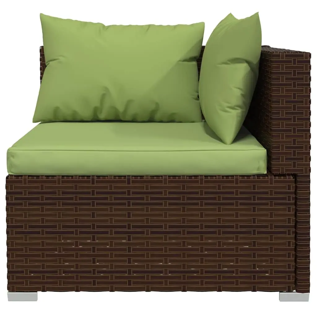 Garden Lounge Set Poly Rattan 6 Piece Outdoor Patio Furniture Brown