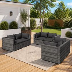Modular Grey 6-Piece Garden Lounge Set for Outdoor Relaxation