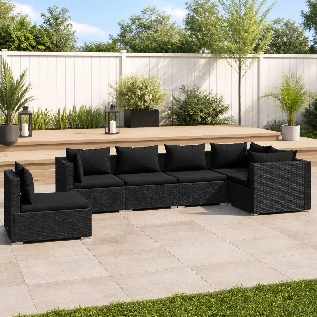 6 Piece Outdoor Garden Lounge Set with Cushions