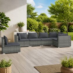 Premium 6-Piece Garden Lounge Set with Cushions in Grey