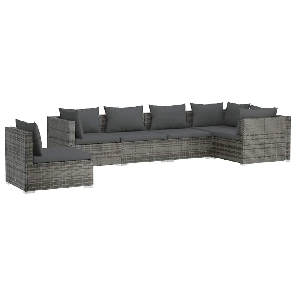 6-Piece Garden Lounge Set with Cushions in Grey
