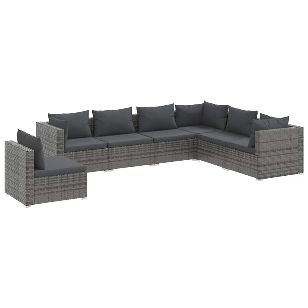 7 Piece Outdoor Lounge Set Modular Sofa Rattan Grey