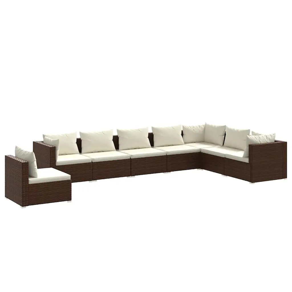 8-Piece Outdoor Brown Rattan Lounge Set