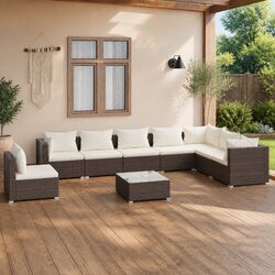 9 Piece Modular Garden Lounge Set in Brown PE Rattan
