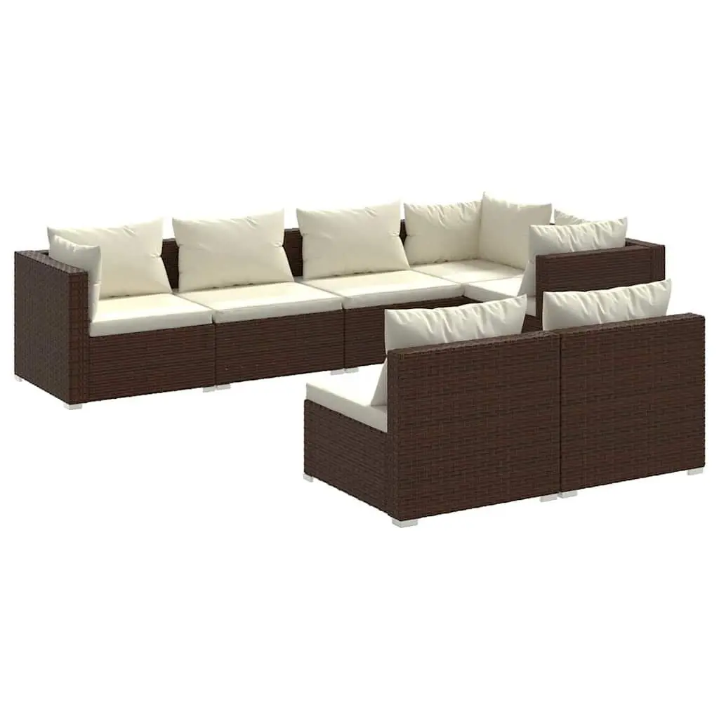 7-Piece Poly Rattan Garden Lounge Set