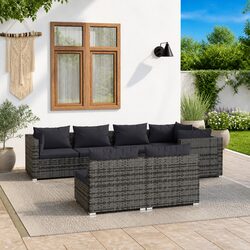 Modular L-Shaped 9 Piece Patio Furniture Set Grey