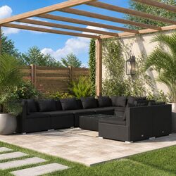 Durable 9-Piece Garden Lounge Set with Modular Design