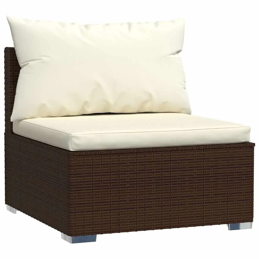 Garden Lounge Set 11 Piece Poly Rattan Outdoor Furniture Brown Cushions Modular