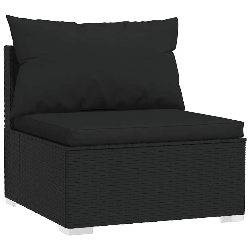 Garden Lounge Set Poly Rattan 11 Piece Outdoor Patio Furniture Black