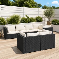 Stylish 7 Piece Poly Rattan Garden Lounge Set