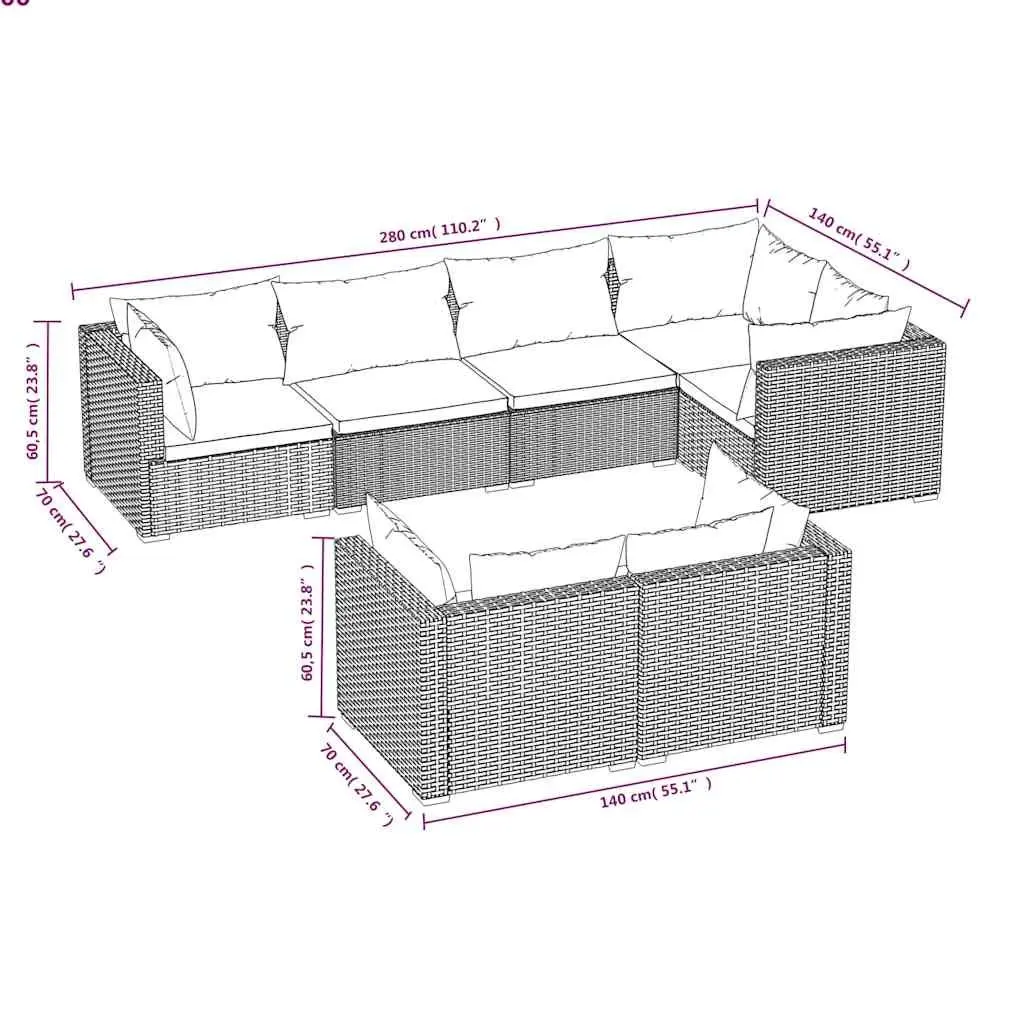 7 Piece Poly Rattan Garden Lounge Set