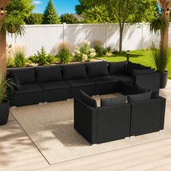 Durable 8 Piece Poly Rattan Garden Lounge Set with Cushions