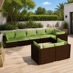 Premium 8-Piece Garden Lounge Set with Brown Cushions