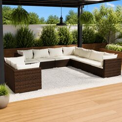 Sturdy 9 Piece Garden Lounge Set Outdoor Patio Furniture