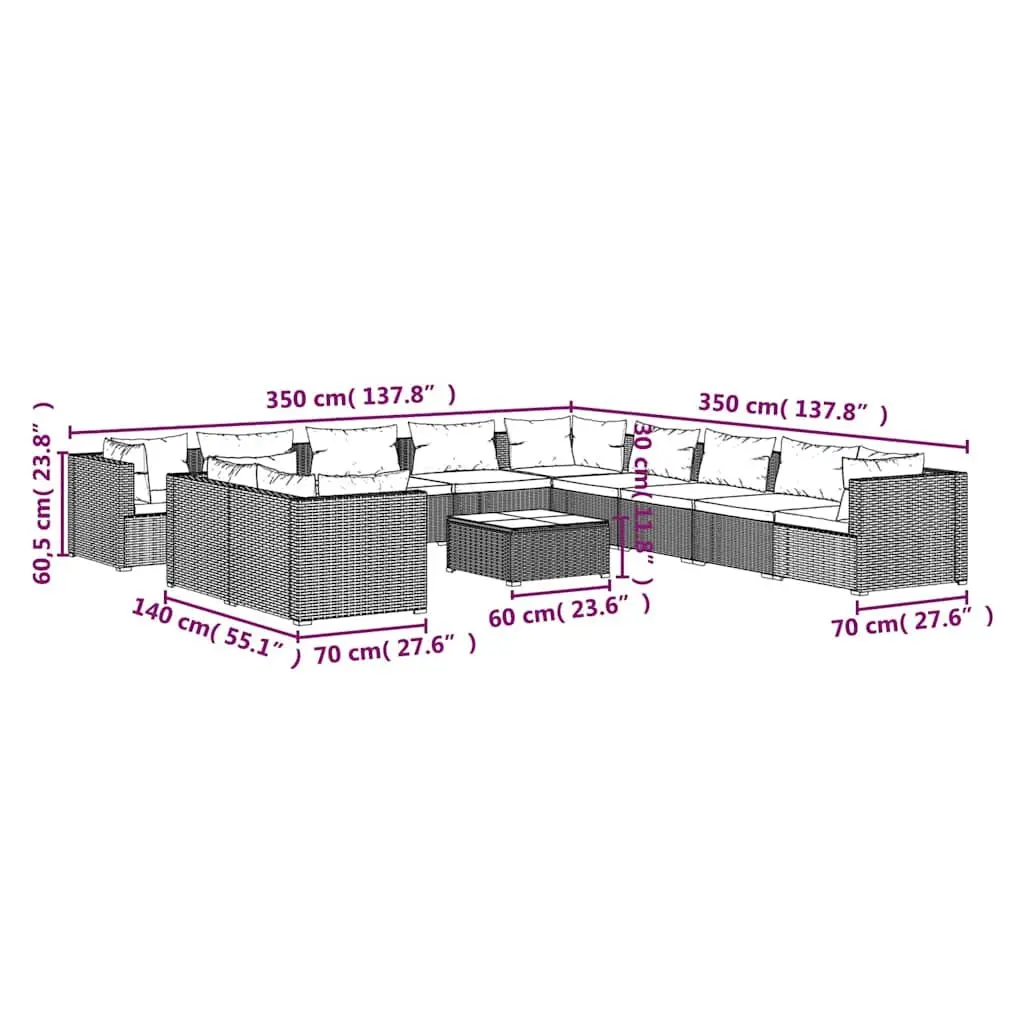 12 Piece Garden Lounge Set for Outdoor Comfort