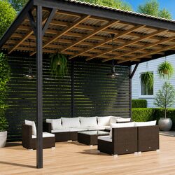 Modular 9 Piece Brown Poly Rattan Garden Lounge Set