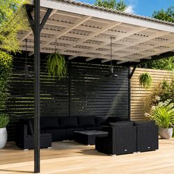 Durable 10 Piece Black Poly Rattan Garden Lounge Set
