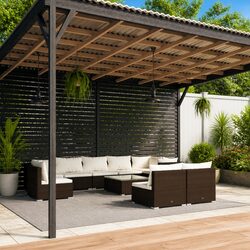 10-Piece Brown Modular Patio Lounge Set with Cushions