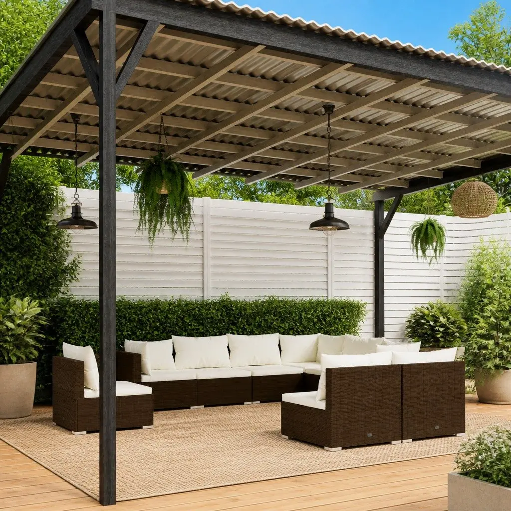 9 Piece Poly Rattan Garden Lounge Set