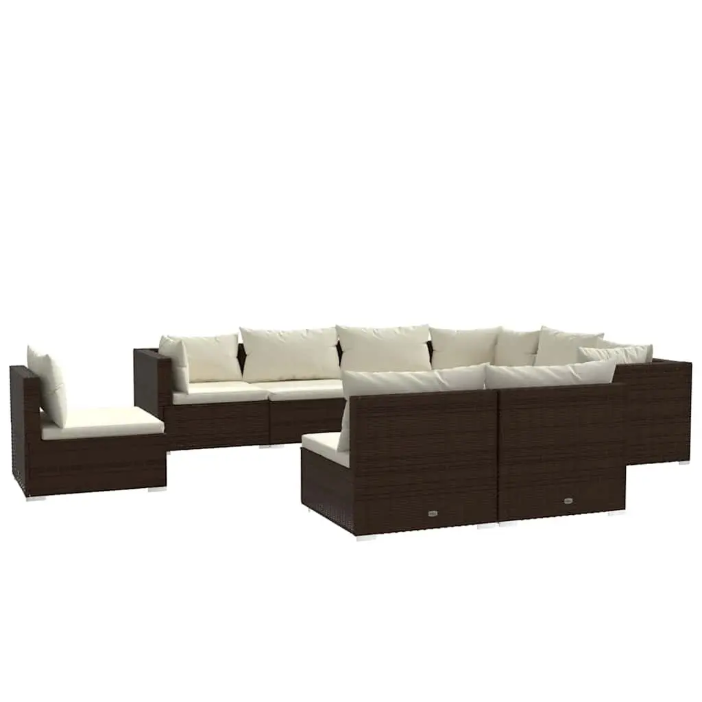 9 Piece Poly Rattan Garden Lounge Set