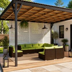 9 Piece Outdoor Garden Lounge Set with Cushions