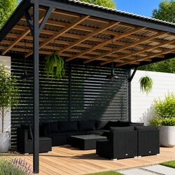 Stylish 10 Piece Black Poly Rattan Garden Lounge Set