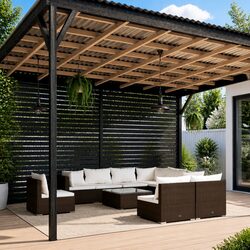 10-Piece Modular Outdoor Sofa Set in Brown Poly Rattan