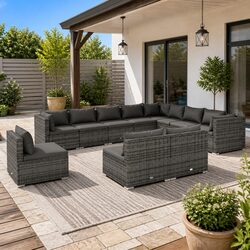 Durable 10 Piece Grey Modular Garden Lounge Set
