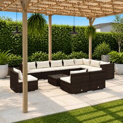 11-Piece Poly Rattan Garden Lounge Set with Modular Design