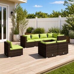 Exceptional 8-Piece Poly Rattan Garden Lounge Set