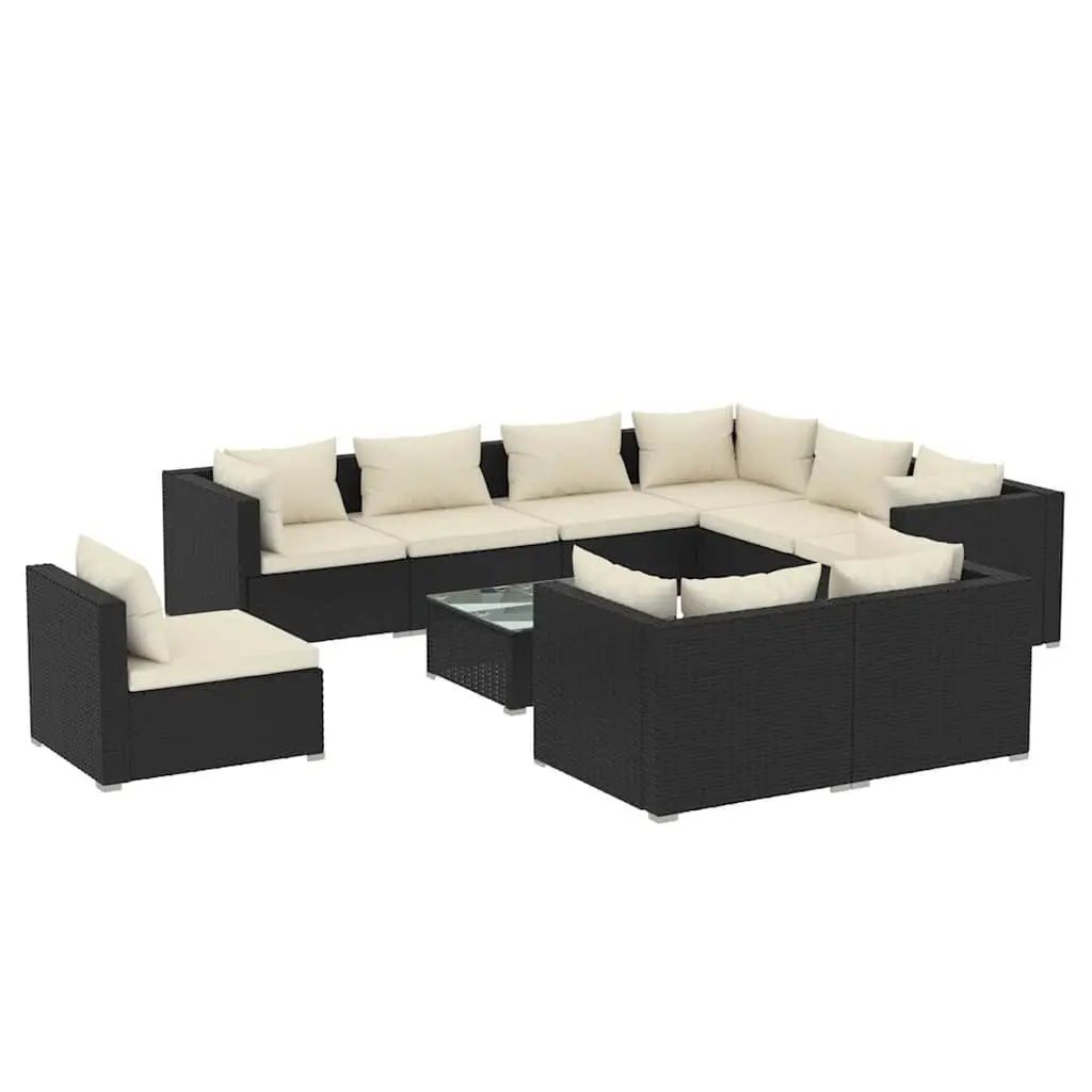 10-Piece Poly Rattan Garden Lounge Set