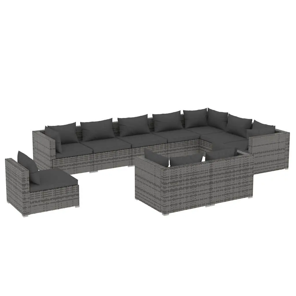 Garden Lounge Set Poly Rattan 10 Piece Outdoor Furniture Grey