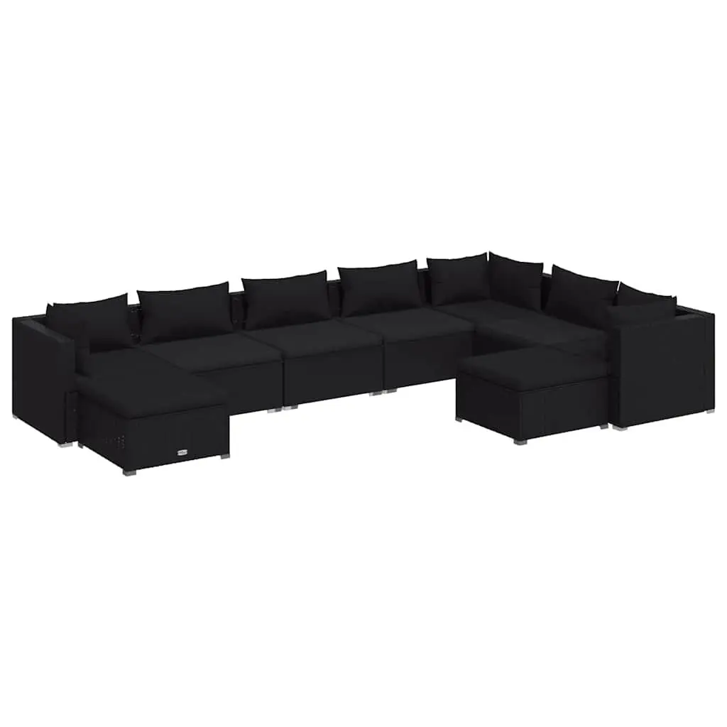 9 Piece Outdoor Garden Lounge Set PE Rattan Modular Patio Furniture Black