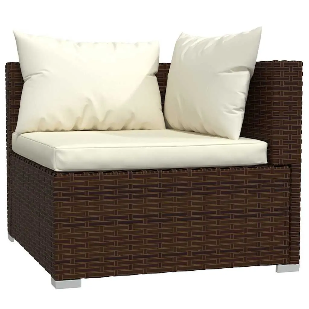 9-Piece Brown Poly Rattan Lounge Set