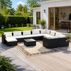 Premium 11 Piece Modular Garden Lounge Set in Black