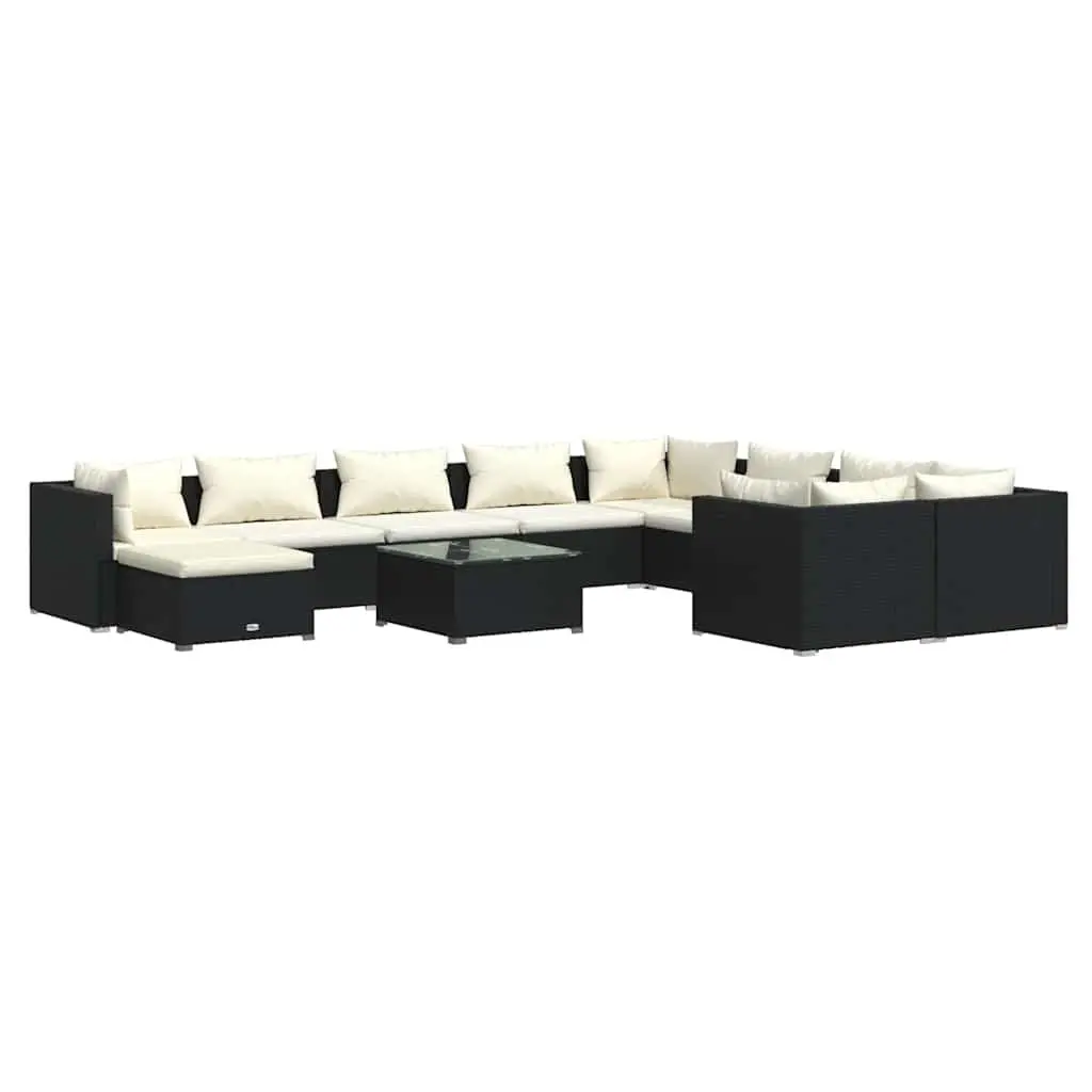 Garden Lounge Set PE Poly Rattan 11 Piece Outdoor Patio Furniture Black